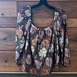 Rebecca Taylor Floral Silk Sparkle Blouse Sz S